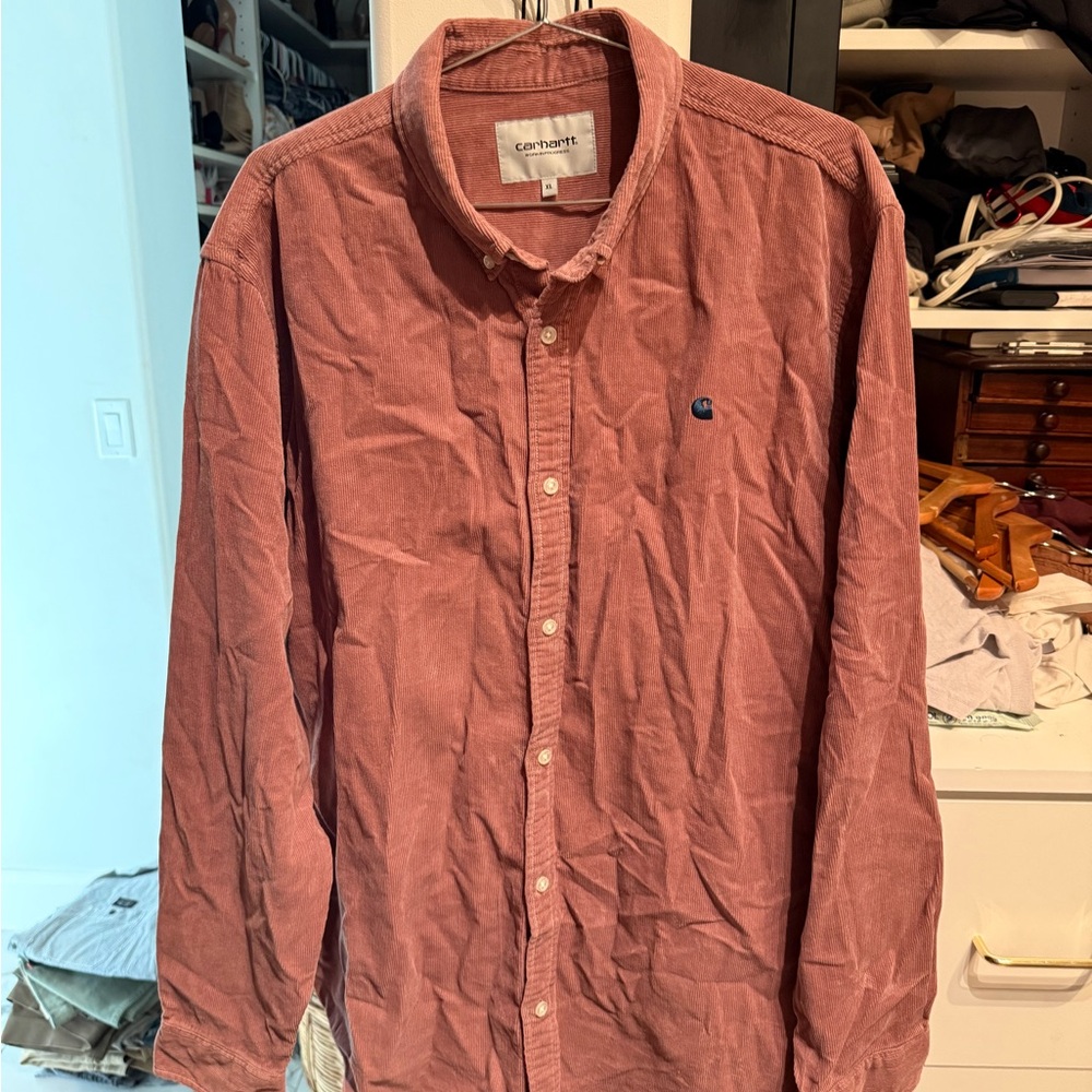 Carhartt WIP Men's Rust/salmon Button Down Shirt xl
